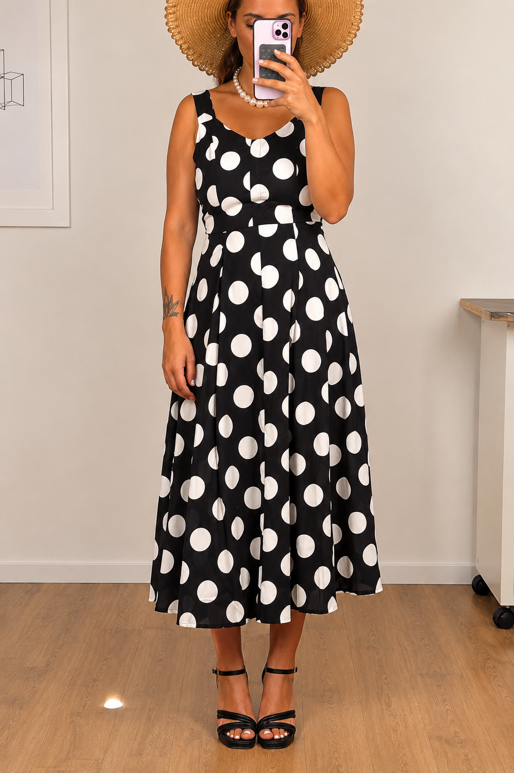 Robe Élina – Noir à Pois